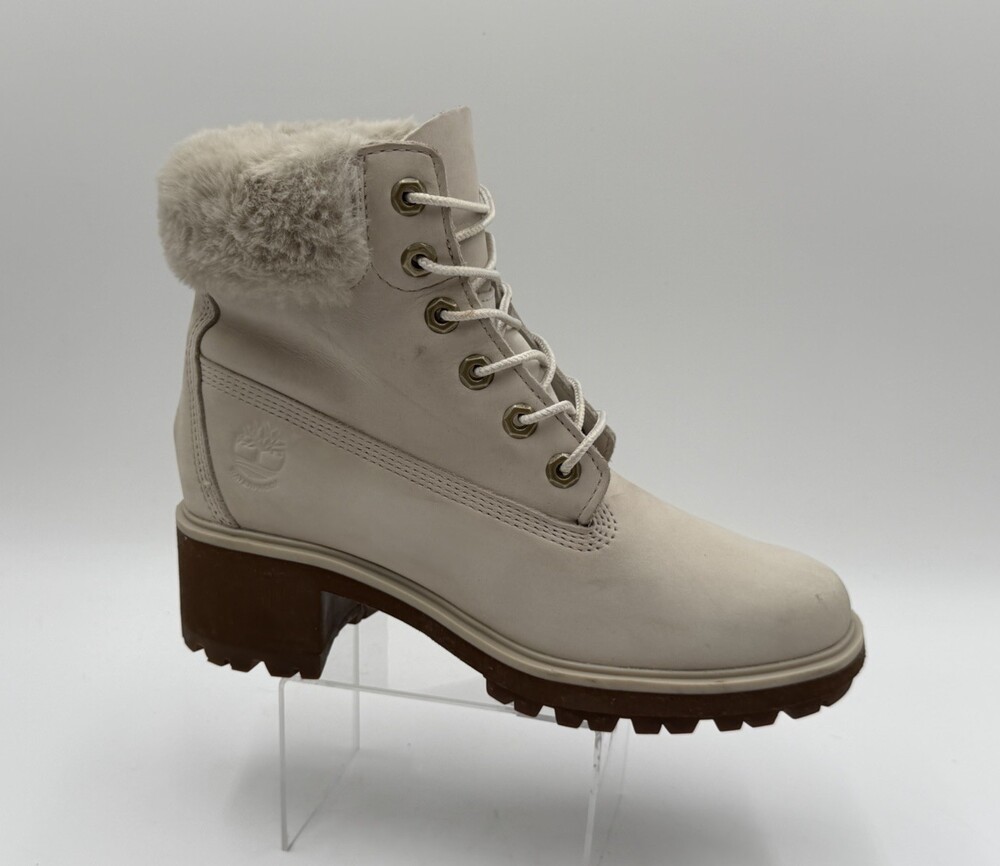 Timberland Kinsley Women’s Sz 7 Water Resistant Lace-Up Boots Light Gray 6"